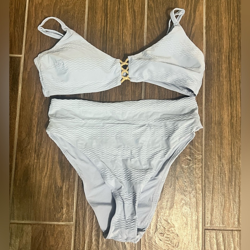 Aerie Light Blue Textured Bikini Set